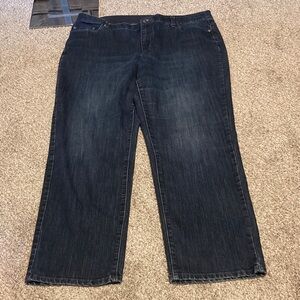 CJ Banks Relaxed Straight-Leg stretch waist Jeans - Dark Blue